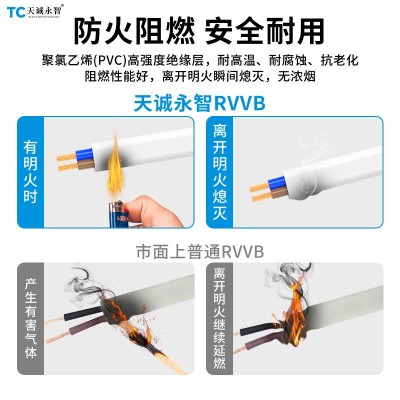 无氧铜RVVB白色扁形护套电线2芯0.75 1.5 2.5 4平方家用平行线100图3
