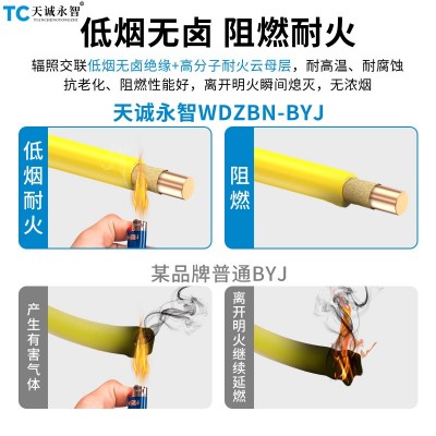 纯铜WDZBN-BYJ1.5 2.5 4平方消防NHBV低烟无卤耐火阻燃单 芯硬电线图3