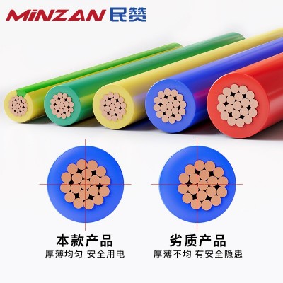 民赞国标电线BVR25 35 50 70平方多股软线家装工程阻燃铜芯电线图4