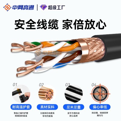 高通sftp超五/六类双屏蔽网线8芯纯铜家用宽带线cat5.6类 以太网络图2
