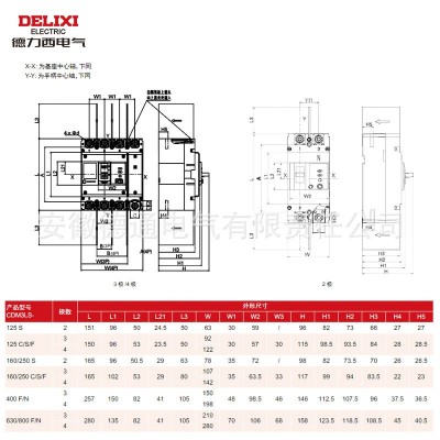 德力西CDM3LS塑壳漏电保护器断路器开关160S/250S 三相四线漏保4P