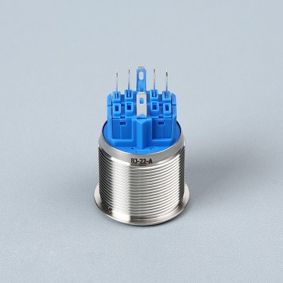 金属按钮开关25mm带灯环形6脚平头自复位按压式防水电源开关批发图4