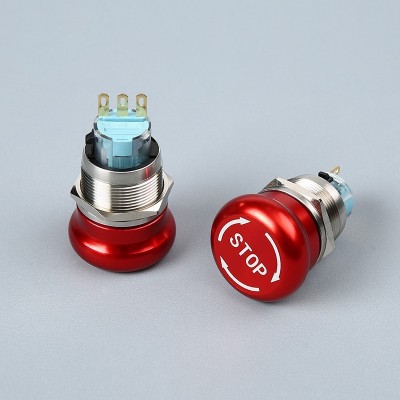 金属按键开关16mm防水防尘急停蘑菇头按钮红色STOP箭头紧急断电图5
