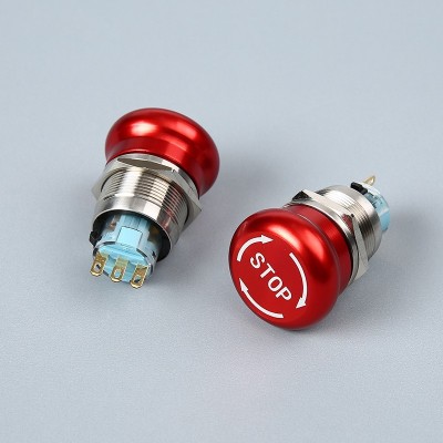 金属按键开关16mm防水防尘急停蘑菇头按钮红色STOP箭头紧急断电图3