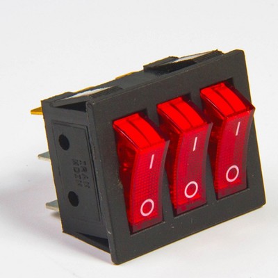 KCD3-三联船型开关 大电量电流 红色三联提示两档多功能按钮图3