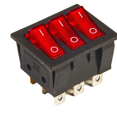 KCD3-三联船型开关 大电量电流 红色三联提示两档多功能按钮图5