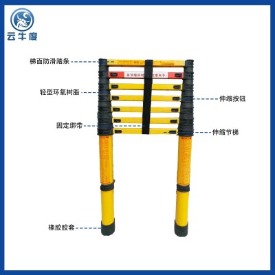 玻璃钢绝缘伸缩鱼竿梯电力电工检修升降人字梯竹节单直梯 通信爬梯图3