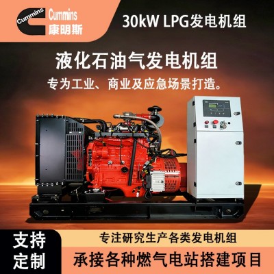 30kW康明斯LPG液化石油气发电机组天然气沼气燃气发电 机小型家用