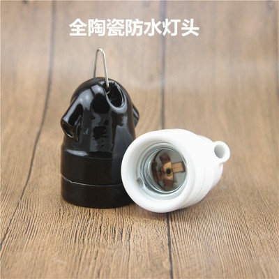 DIY高频陶瓷灯头悬挂式防水灯头E27螺口大功率抗老化灯座