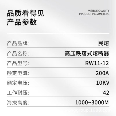 民熔RW3-10/100A鸭嘴式户外高压跌落式熔断器10kv柱上开关保险图2