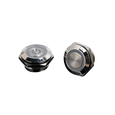 豪波金属按钮开关 常开复位 带灯金属短款轻触式按钮12MM16MM19MM