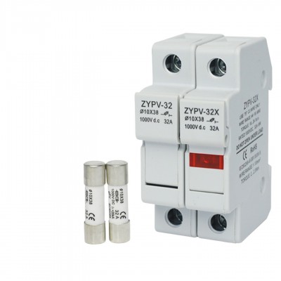 光伏直流熔断器DC1000V15A25A32A直流保险丝带底座汇流箱专用熔芯