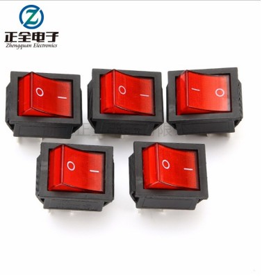 厂家直供KCD4船型开关4脚2档带灯 25*31mm大电流按钮翘板电源开关