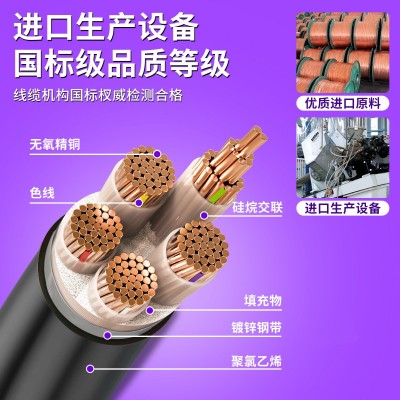ZR-YJV电缆线国标纯铜yjv铜芯电缆线1 2 3 4 5芯多型号电力高压电缆 10米
